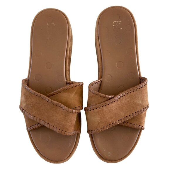 Boden Suede Platform Flatform Sandals Criss Cross Whipstitch Brown EU 41 US 9.5 - Picture 4 of 11